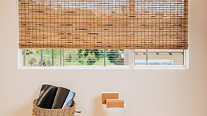 Wood Blinds in a white kitchen