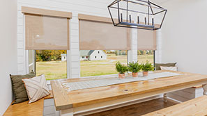 Jumbo Cellular Shades in a boho-chic living room