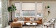 Boho chic living room with custom window treatments