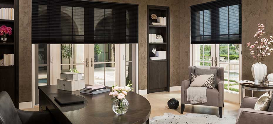 Home Office Inspiration - Cellular Shades Black Cellular Shades in large Home Office