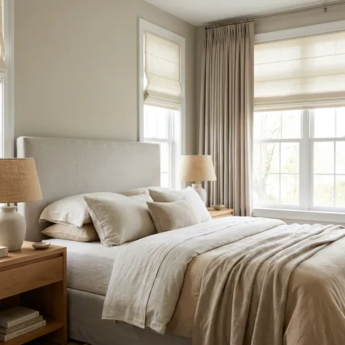 Bedroom Drapes and Roman Shades Kent County Bedroom